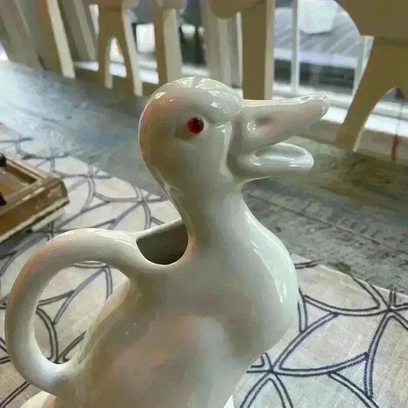 Vintage White Ceramic Duck Pitcher - Picture 10 of 13